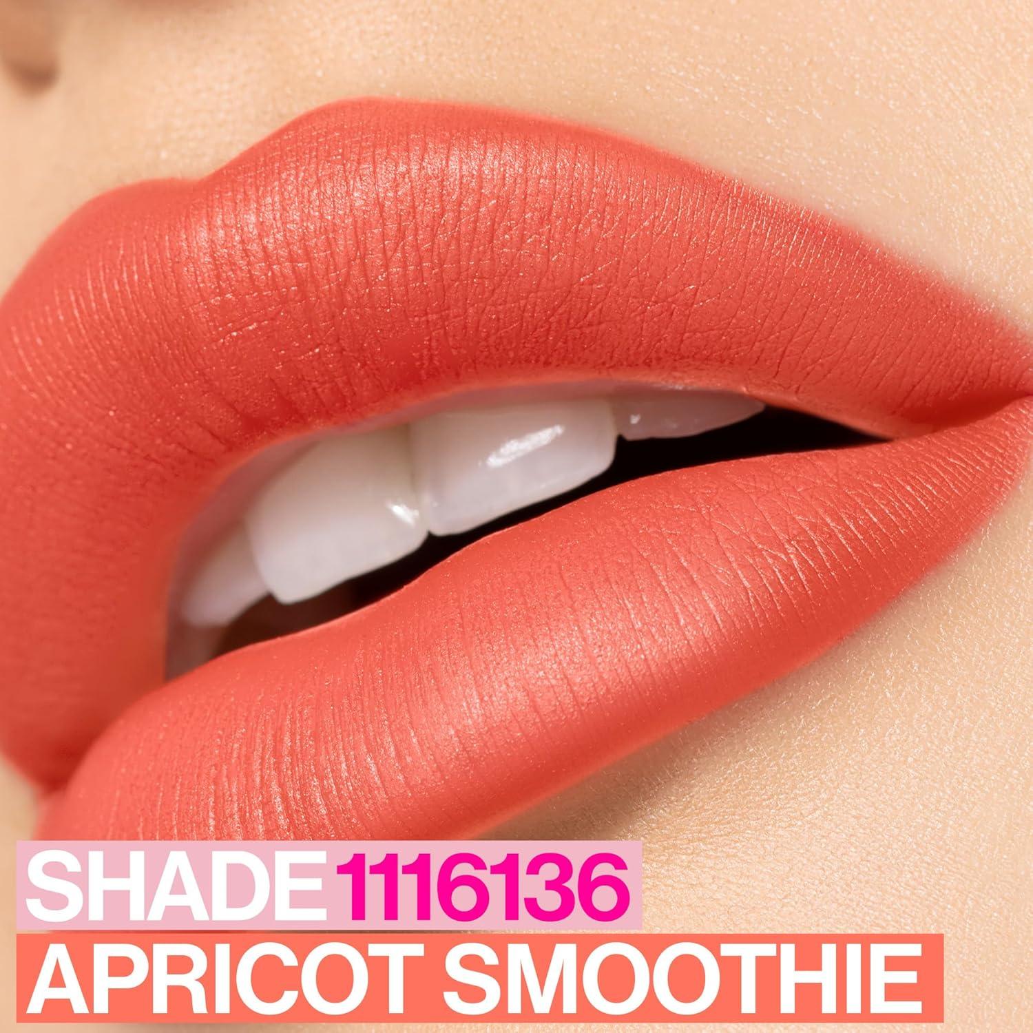 wet n wild Soft Blur Matte Lipstick, Velvety Semi-Sheer Buildable Color, Soft Matte Powdery Finish, Comfortable Wear, Vegan & Cruelty-Free – Apricot Smoothie(Nude for Love)