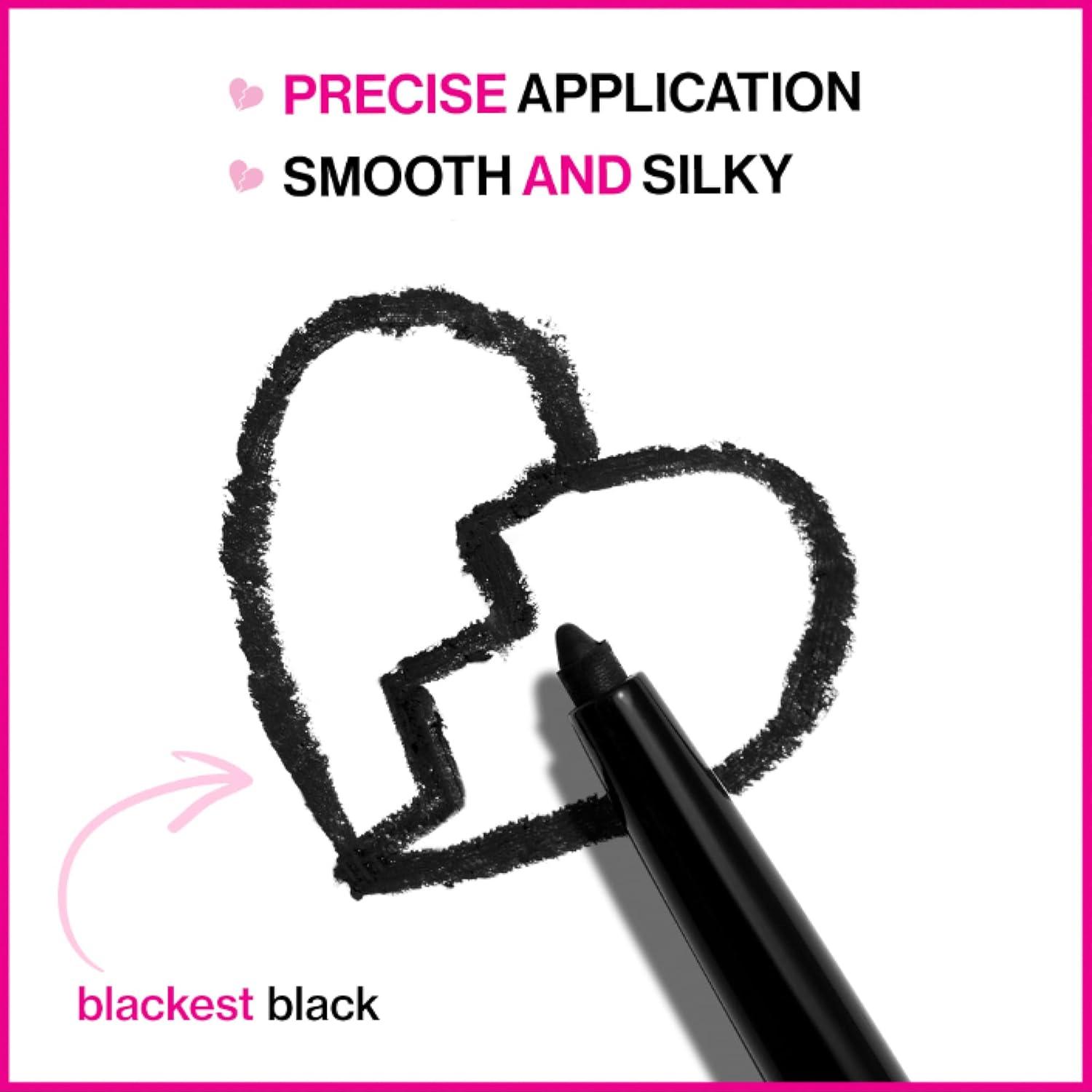wet n wild Mega Last Breakup Proof Waterproof Retractable Gel Eyeliner – Ultra Pigmented 16-Hour Long Wear, Smudge Proof Satin Finish Formula, Cruelty-Free & Vegan – Charcoal(Blackest Black)