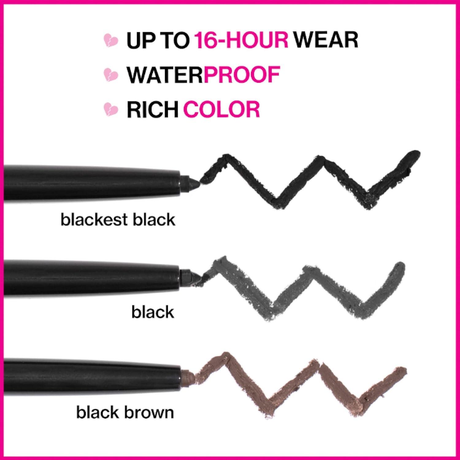 wet n wild Mega Last Breakup Proof Waterproof Retractable Gel Eyeliner – Ultra Pigmented 16-Hour Long Wear, Smudge Proof Satin Finish Formula, Cruelty-Free & Vegan – Charcoal(Blackest Black)