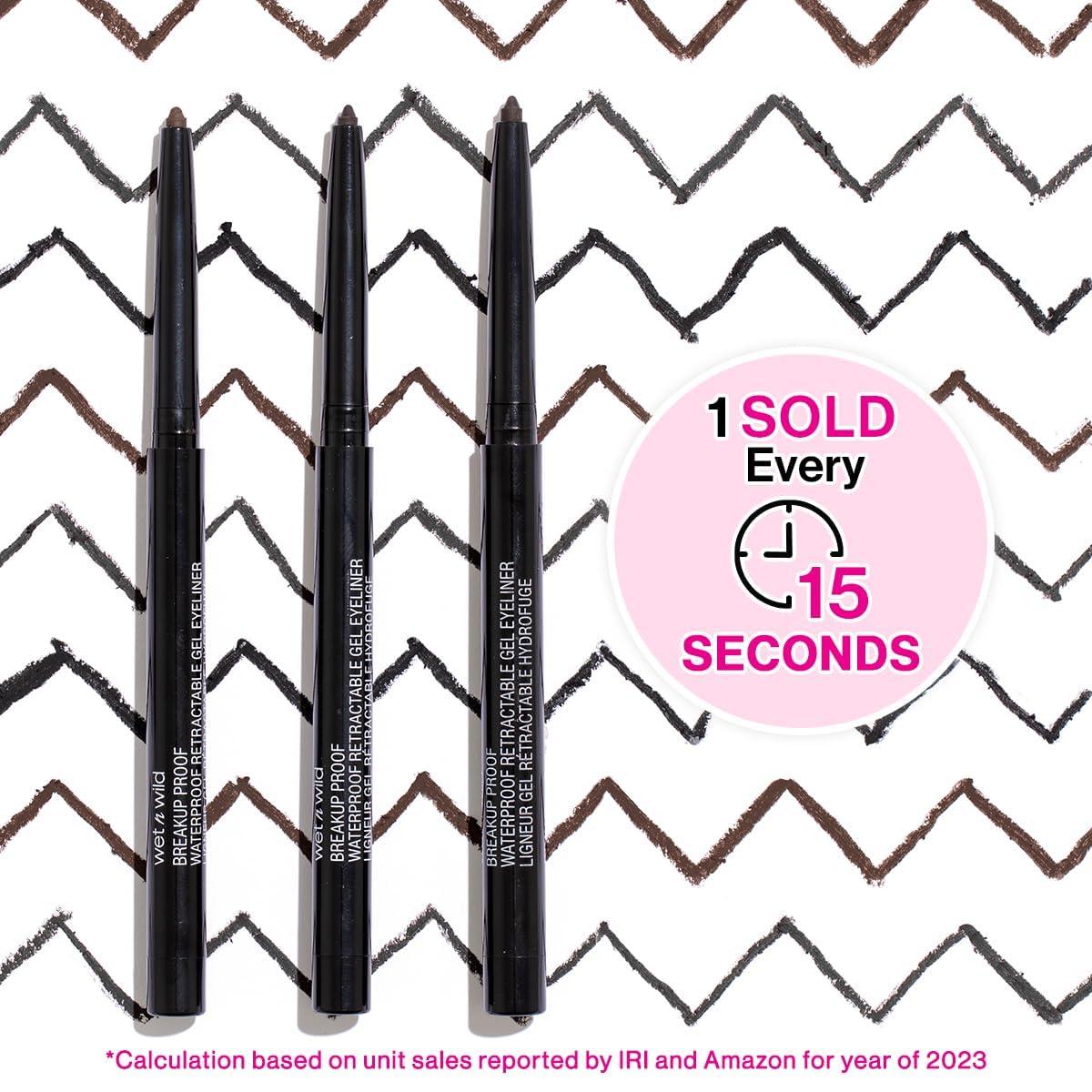 wet n wild Mega Last Breakup Proof Waterproof Retractable Gel Eyeliner – Ultra Pigmented 16-Hour Long Wear, Smudge Proof Satin Finish Formula, Cruelty-Free & Vegan – Charcoal(Blackest Black)
