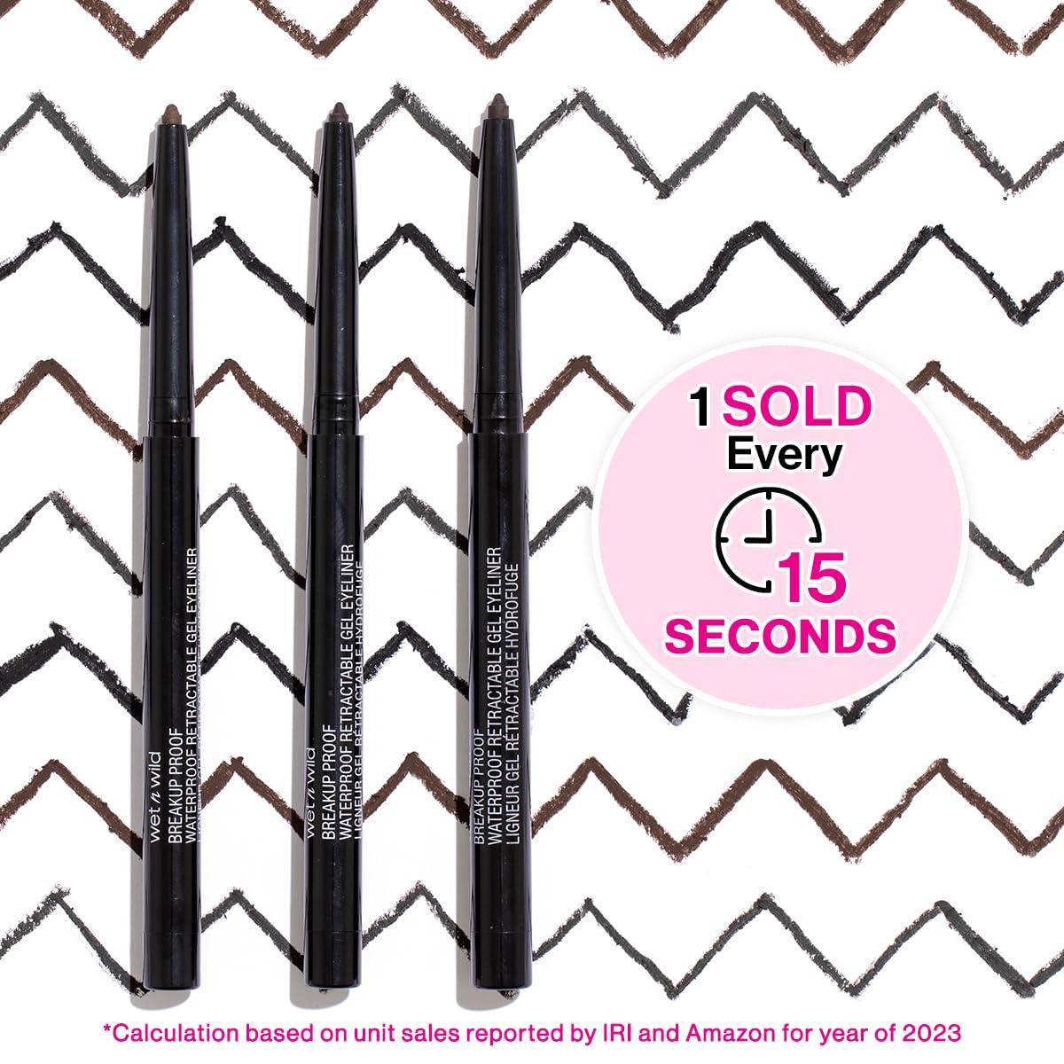 wet n wild Mega Last Breakup Proof Waterproof Retractable Gel Eyeliner – Ultra Pigmented 16-Hour Long Wear, Smudge Proof Satin Finish Formula, Cruelty-Free & Vegan – Charcoal(Black)