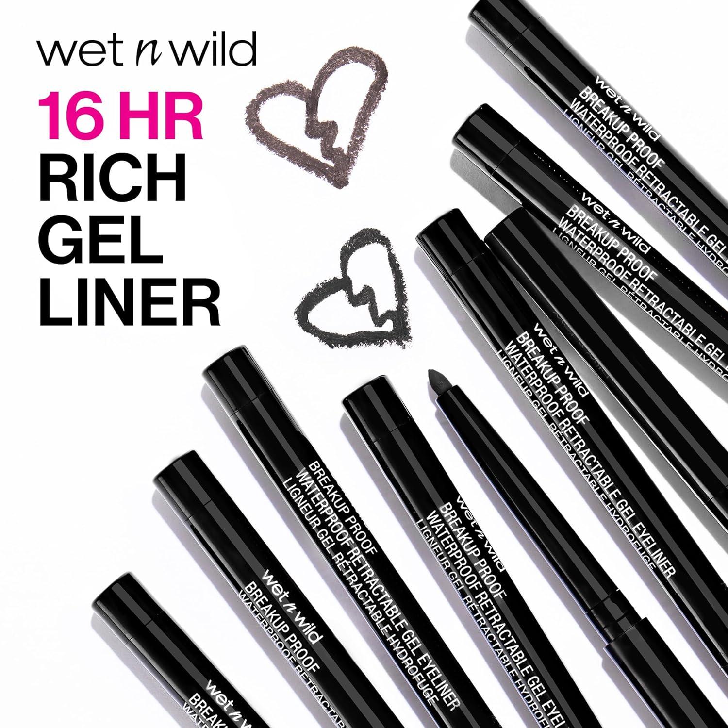 wet n wild Mega Last Breakup Proof Waterproof Retractable Gel Eyeliner – Ultra Pigmented 16-Hour Long Wear, Smudge Proof Satin Finish Formula, Cruelty-Free & Vegan – Charcoal(Charcoal)