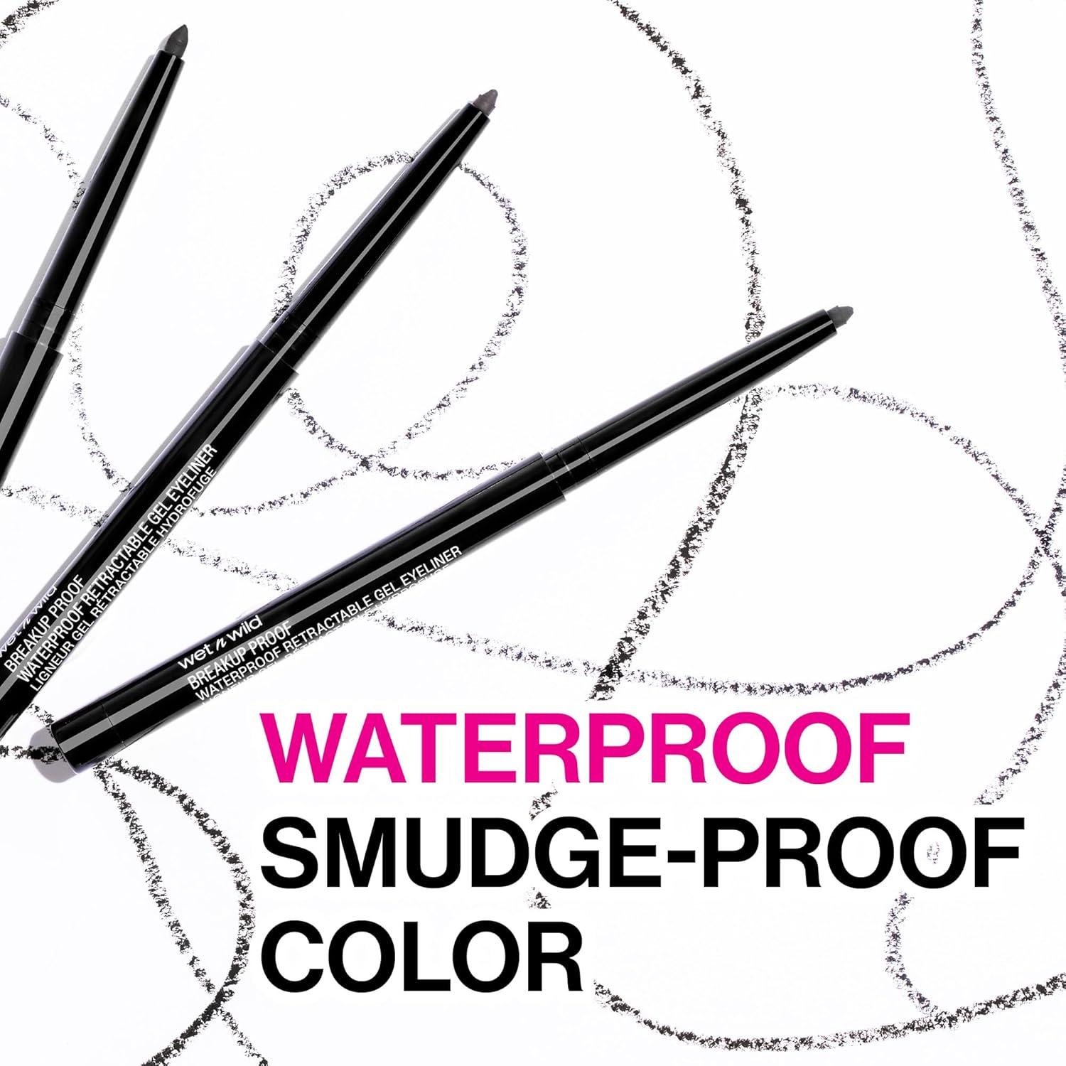 wet n wild Mega Last Breakup Proof Waterproof Retractable Gel Eyeliner – Ultra Pigmented 16-Hour Long Wear, Smudge Proof Satin Finish Formula, Cruelty-Free & Vegan – Charcoal(Charcoal)