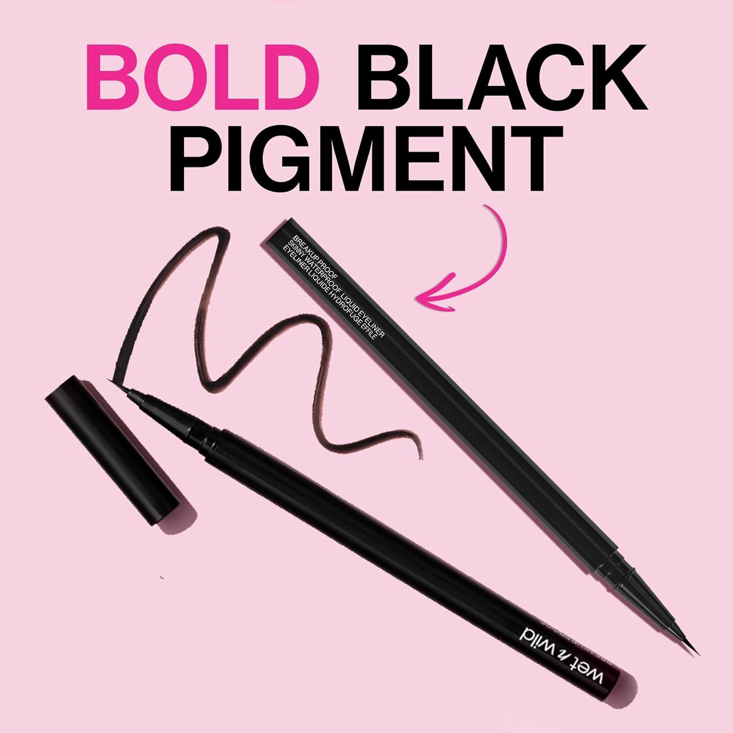 wet n wild Mega Last Breakup Proof Liquid Eyeliner – Ultra-Fine Brush, Waterproof, 16-Hour Long-Lasting Wear- Cruelty-Free & Vegan – Black(Ultra Black)