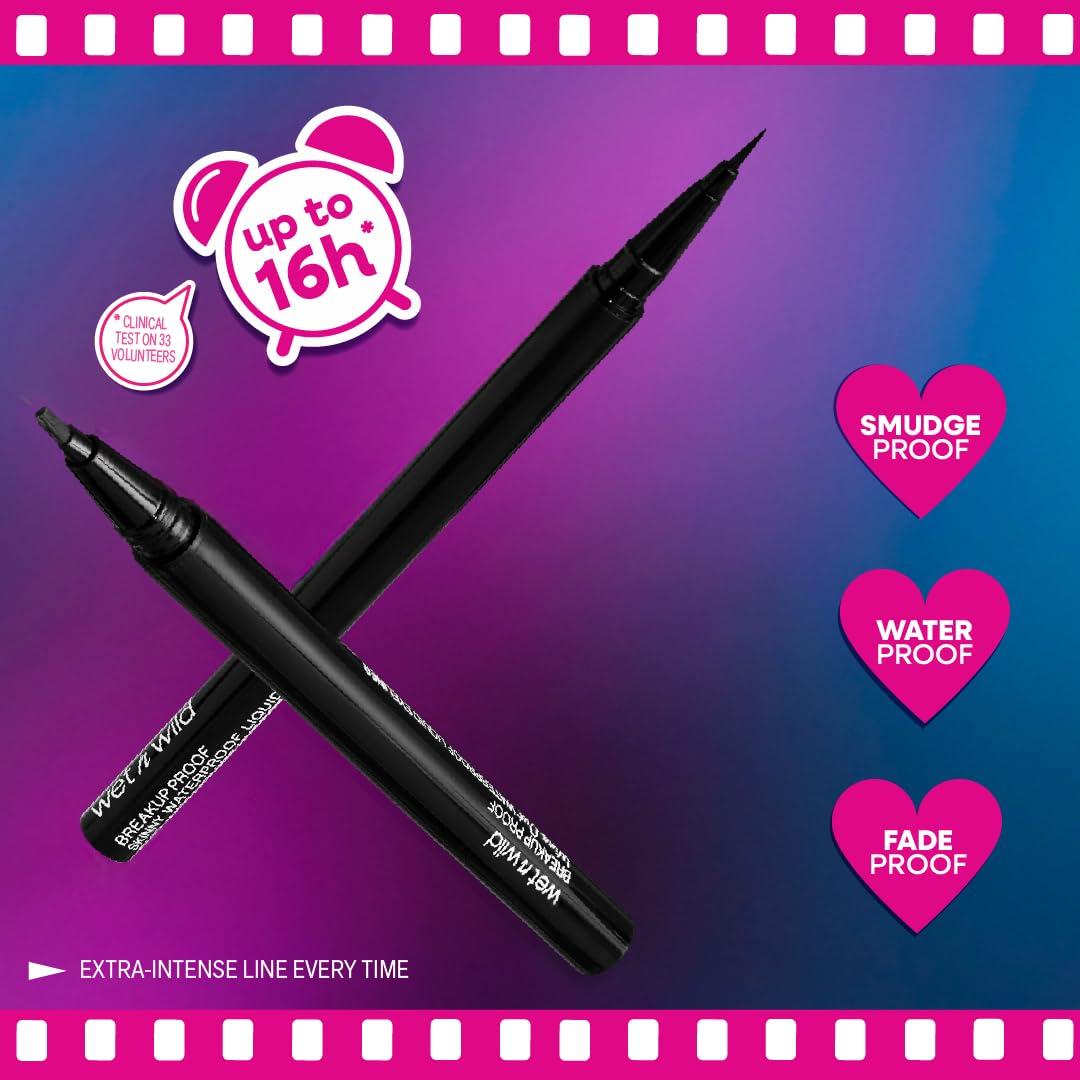 wet n wild Mega Last Breakup Proof Liquid Eyeliner – Ultra-Fine Brush, Waterproof, 16-Hour Long-Lasting Wear- Cruelty-Free & Vegan – Black(Ultra Black)
