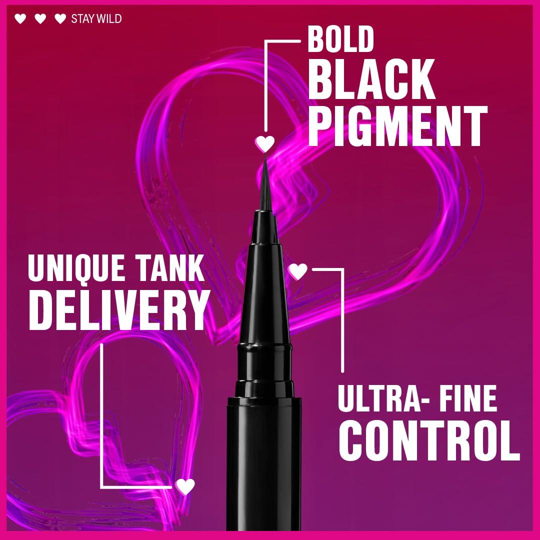 wet n wild Mega Last Breakup Proof Liquid Eyeliner – Ultra-Fine Brush, Waterproof, 16-Hour Long-Lasting Wear- Cruelty-Free & Vegan – Black(Ultra Black)