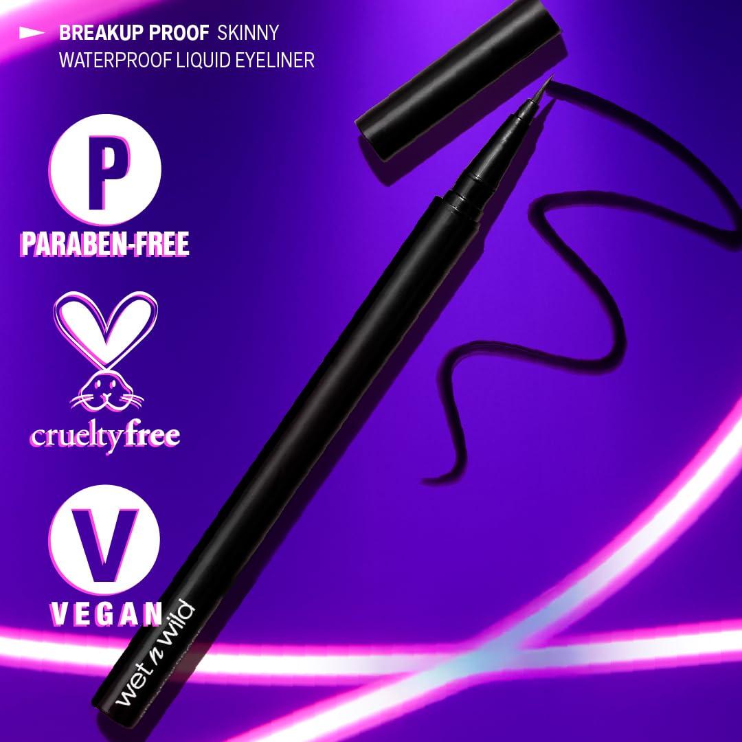 wet n wild Mega Last Breakup Proof Liquid Eyeliner – Ultra-Fine Brush, Waterproof, 16-Hour Long-Lasting Wear- Cruelty-Free & Vegan – Black(Ultra Black)
