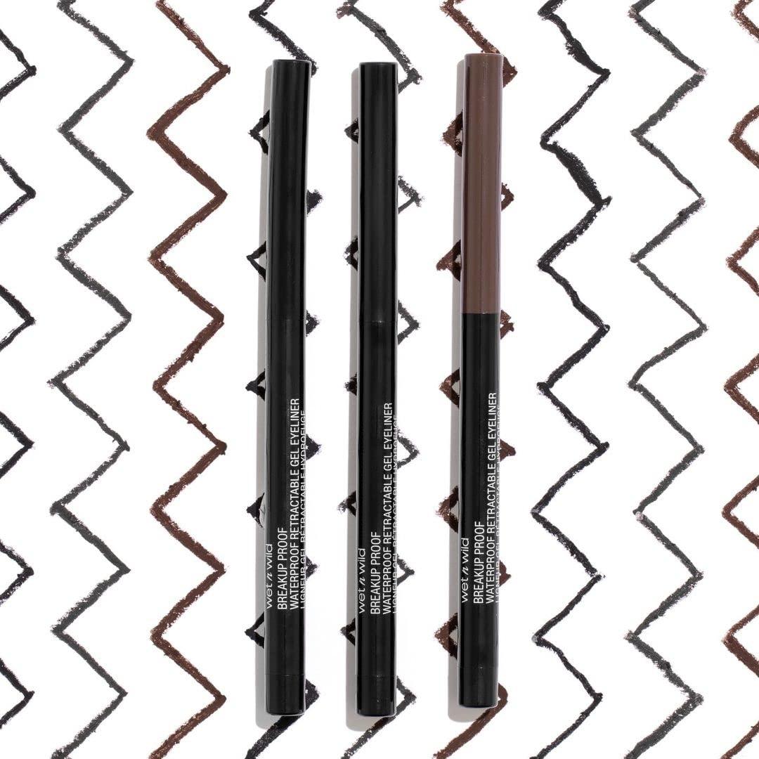 wet n wild Mega Last Breakup Proof Waterproof Retractable Gel Eyeliner – Ultra Pigmented 16-Hour Long Wear, Smudge Proof Satin Finish Formula, Cruelty-Free & Vegan – Charcoal(Black Brown)