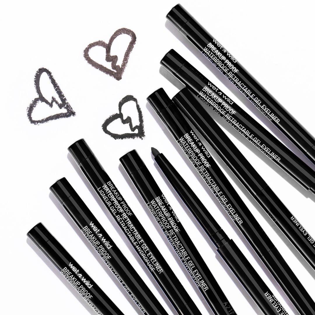 wet n wild Mega Last Breakup Proof Waterproof Retractable Gel Eyeliner – Ultra Pigmented 16-Hour Long Wear, Smudge Proof Satin Finish Formula, Cruelty-Free & Vegan – Charcoal(Black Brown)