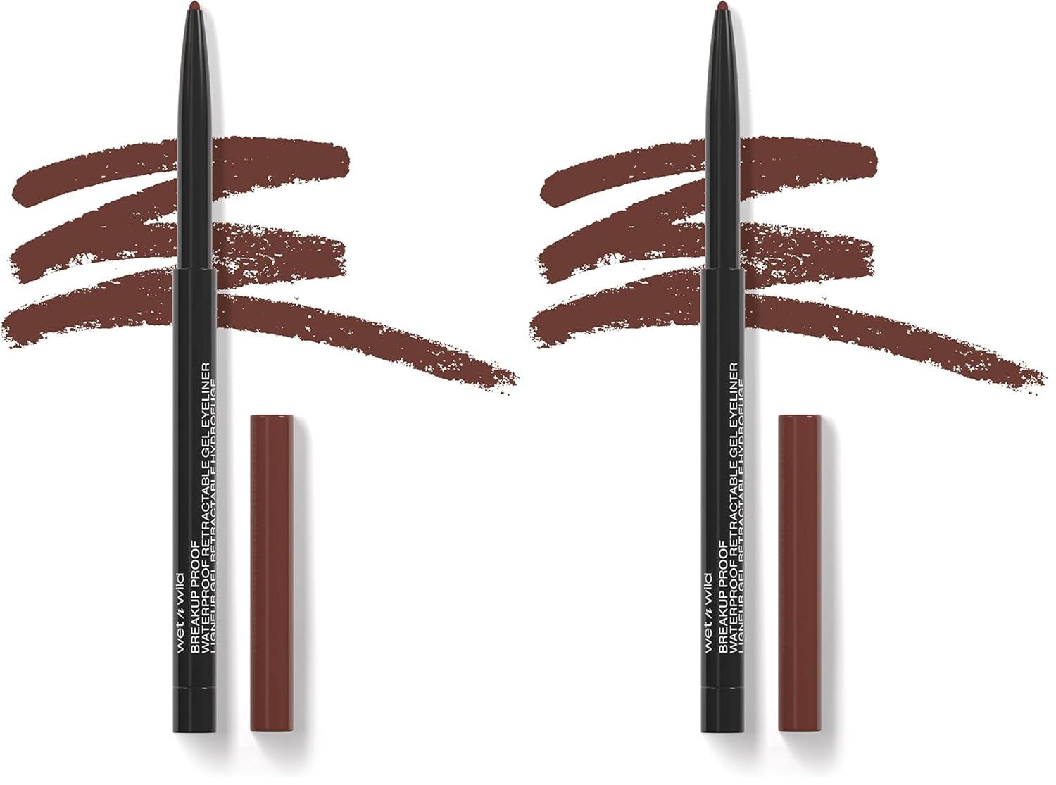 wet n wild Mega Last Breakup Proof Waterproof Retractable Gel Eyeliner – Ultra Pigmented 16-Hour Long Wear, Smudge Proof Satin Finish Formula, Cruelty-Free & Vegan – Charcoal(Brick Brown)